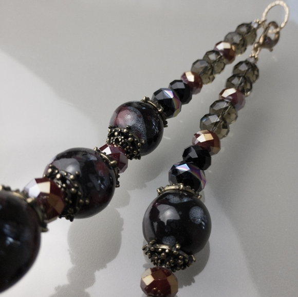 Italian Handmade Beaded Necklace Luxury Clasp Purple & Red Jewelry - Picture 3 of 12